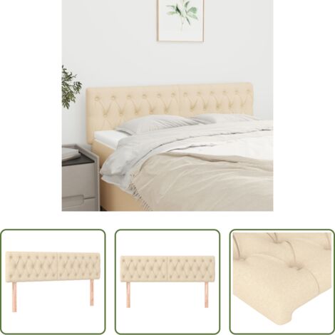vidaXL Cabecero de cama ajustable -  Cabeceros tela crema 160x7x78/88 cm