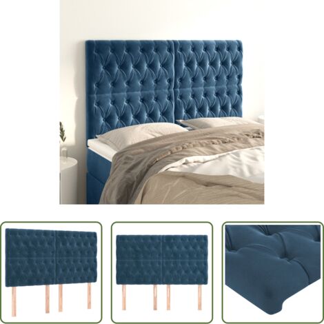 vidaXL Cabecero de cama azul oscuro -  Cabecero de cama azul oscuro 160x7x118/128 cm Terciopelo