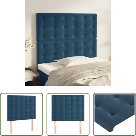 vidaXL Cabecero de cama azul oscuro -  Cabecero de cama azul oscuro 90x5x118/128 cm Terciopelo