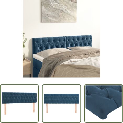 vidaXL Cabecero de cama azul oscuro -  Cabeceros terciopelo azul oscuro 144x7x78/88 cm