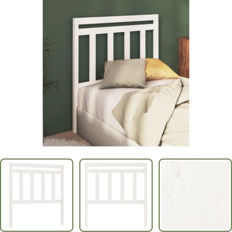 vidaXL Cabecero de cama blanco -  Cabecero de cama madera maciza de pino blanco 106x4x100 cm