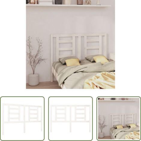 vidaXL Cabecero de cama blanco -  Cabecero de cama madera maciza de pino blanco 126x4x100 cm