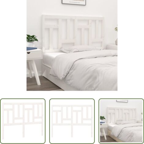 vidaXL Cabecero de cama blanco -  Cabecero de cama madera maciza de pino blanco 145,5x4x100 cm