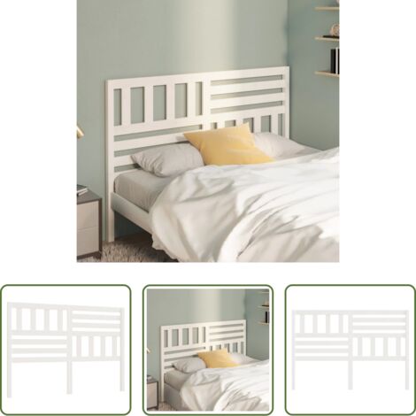 vidaXL Cabecero de cama blanco -  Cabecero de cama madera maciza de pino blanco 146x4x100 cm