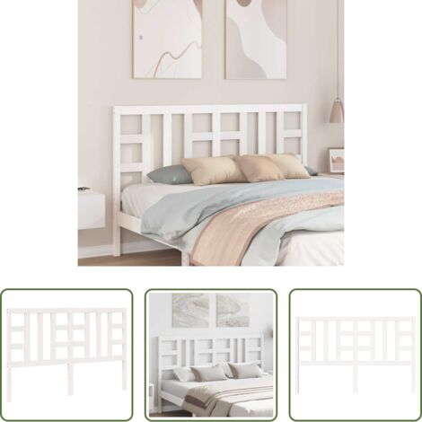 vidaXL Cabecero de cama blanco -  Cabecero de cama madera maciza de pino blanco 156x4x100 cm