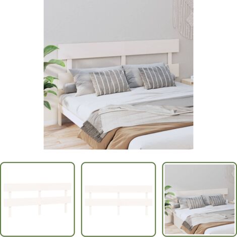 vidaXL Cabecero de cama blanco -  Cabecero de cama madera maciza de pino blanco 204x3x81 cm