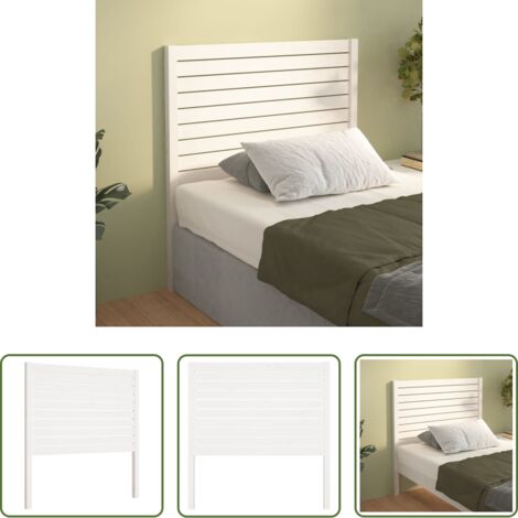 vidaXL Cabecero de cama blanco -  Cabecero de cama madera maciza de pino blanco 96x4x100 cm