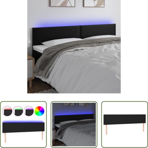 vidaXL Cabecero de cama -  Cabecero con LED cuero sintético negro 180x5x78/88 cm