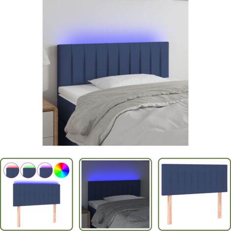 vidaXL Cabecero de cama -  Cabecero con LED de tela azul 100x5x78/88 cm