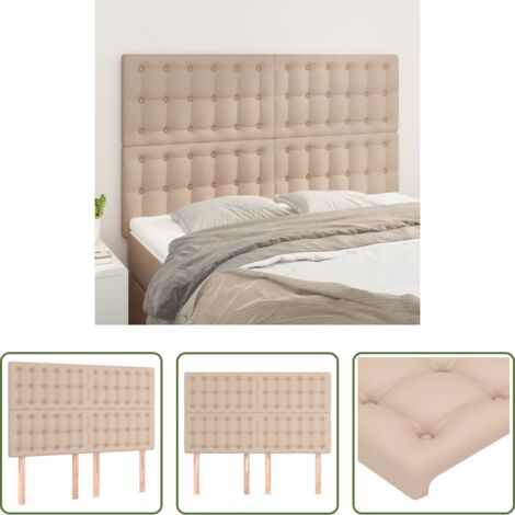 vidaXL Cabecero de cama capuchino - Cabecero Capuchino 144x5x118/128 cm Piel Sintética