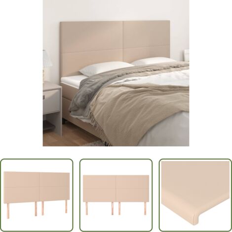 vidaXL Cabecero de cama capuchino - Cabecero Capuchino 200x5x118/128 cm Piel Sintética