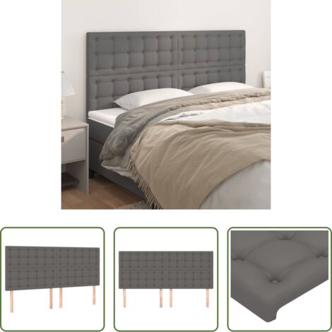 vidaXL Cabecero de cama con altura ajustable - Cabecero de cama gris 180x5x118/128 cm piel sintética