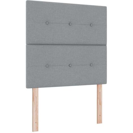 vidaXL Cabecero de cama con botones capitoné tela gris claro 90 cm