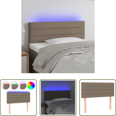 vidaXL Cabecero de cama con LED -  Cabecero con LED de tela gris taupe 90x5x78/88 cm
