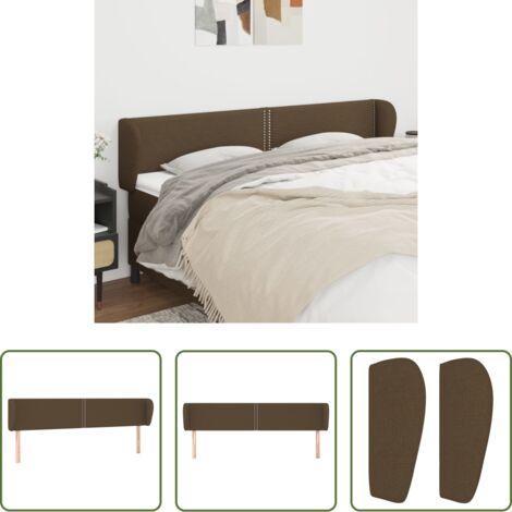 vidaXL Cabecero de cama con orejas -  Cabecero de tela marrón oscuro 183x23x78/88 cm