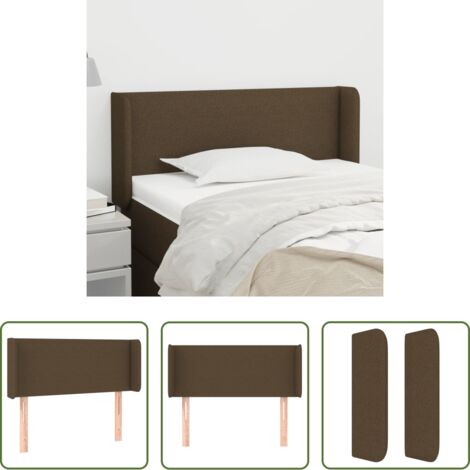 vidaXL Cabecero de cama con orejas -  Cabecero de tela marrón oscuro 83x16x78/88 cm