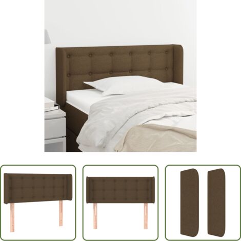 vidaXL Cabecero de cama con orejas -  Cabecero de tela marrón oscuro 83x16x78/88 cm