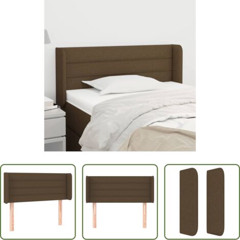 vidaXL Cabecero de cama con orejas -  Cabecero de tela marrón oscuro 83x16x78/88 cm