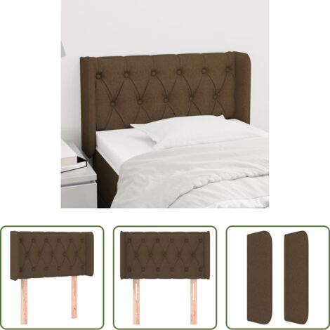 vidaXL Cabecero de cama con orejas -  Cabecero de tela marrón oscuro 83x16x78/88 cm