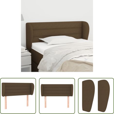 vidaXL Cabecero de cama con orejas -  Cabecero de tela marrón oscuro 83x23x78/88 cm