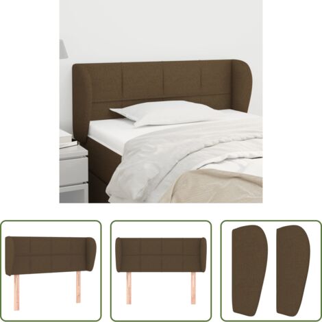 vidaXL Cabecero de cama con orejas -  Cabecero de tela marrón oscuro 83x23x78/88 cm