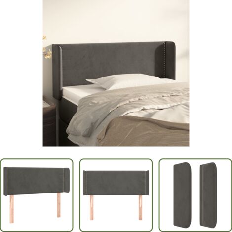 vidaXL Cabecero de cama con orejas -  Cabecero de terciopelo gris oscuro 93x16x78/88 cm