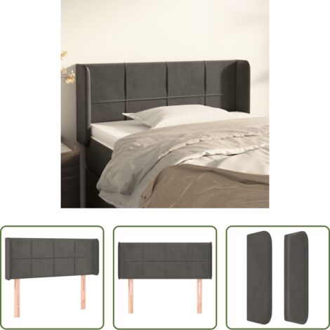vidaXL Cabecero de cama con orejas -  Cabecero de terciopelo gris oscuro 93x16x78/88 cm