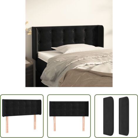 vidaXL Cabecero de cama con orejas -  Cabecero de terciopelo negro 103x16x78/88 cm