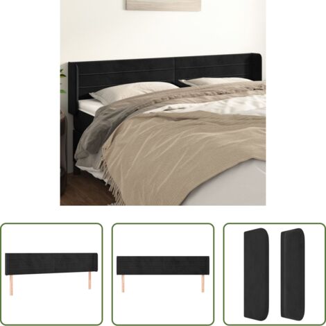 vidaXL Cabecero de cama con orejas -  Cabecero de terciopelo negro 203x16x78/88 cm