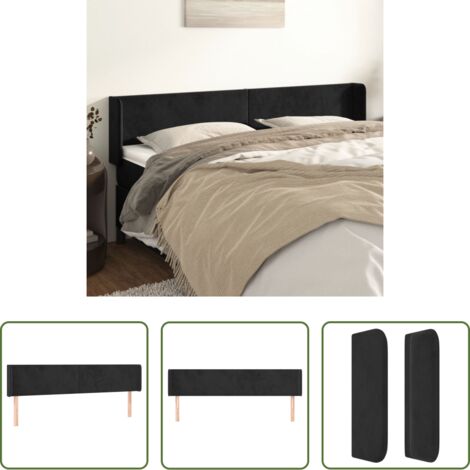 vidaXL Cabecero de cama con orejas -  Cabecero de terciopelo negro 203x16x78/88 cm