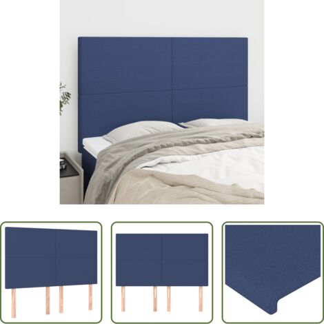 vidaXL Cabecero de cama con tela -  Cabecero de cama azul 144x5x118/128 cm Tela