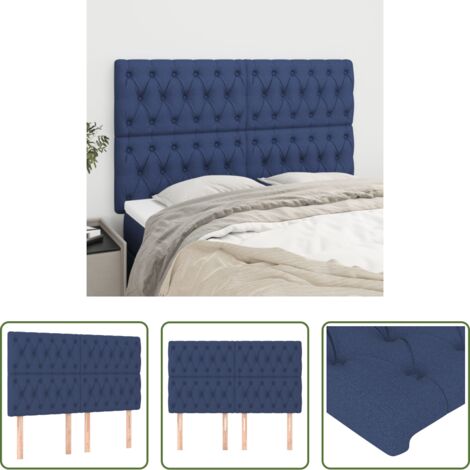 vidaXL Cabecero de cama con tela -  Cabecero de cama azul 144x7x118/128 cm Tela