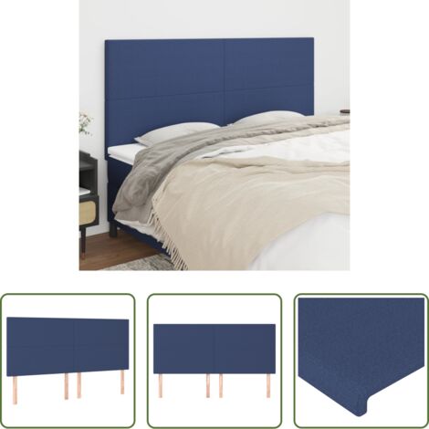 vidaXL Cabecero de cama con tela -  Cabecero de cama azul 180x5x118/128 cm Tela