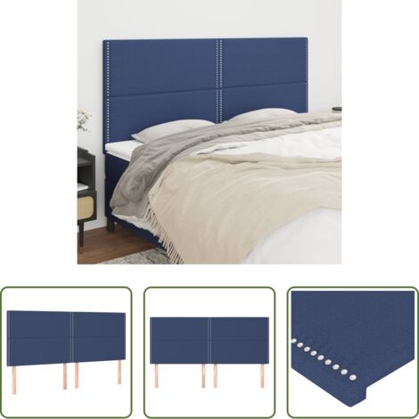 vidaXL Cabecero de cama con tela -  Cabecero de cama azul 200x5x118/128 cm Tela