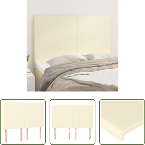 vidaXL Cabecero de cama crema -  Cabecero de cama color crema 144x5x118/128 cm Piel sintética