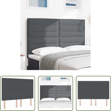 vidaXL Cabecero de cama cuero sintético -  Cabecero Gris oscuro 160 cm Tela de Pana