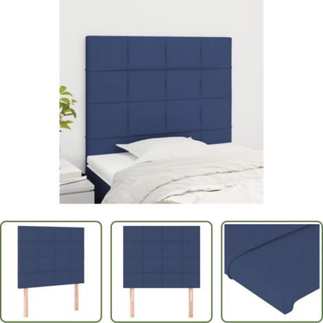 vidaXL Cabecero de cama de tela -  Cabecero de cama de tela azul 90x5x118/128 cm