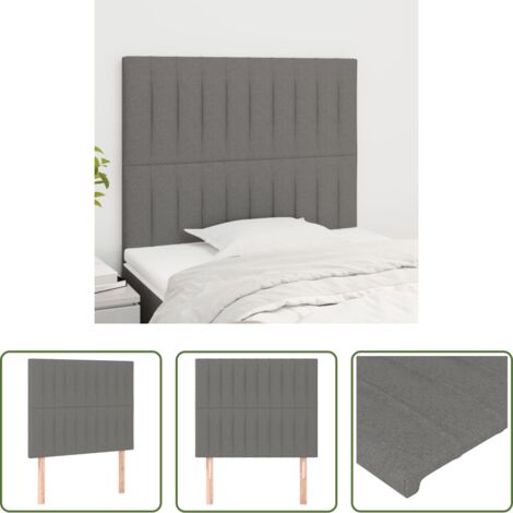 vidaXL Cabecero de cama de tela -  Cabecero de cama gris oscuro 100x5x118/128 cm de tela