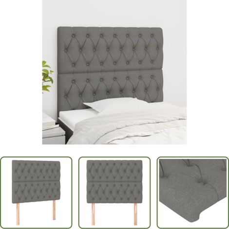 vidaXL Cabecero de cama de tela -  Cabecero de cama gris oscuro 100x7x118/128 cm de tela