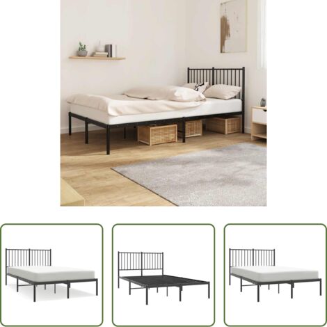 vidaXL Cabecero de cama -  Estructura cama sin colchón con cabecero metal negro 120x190 cm