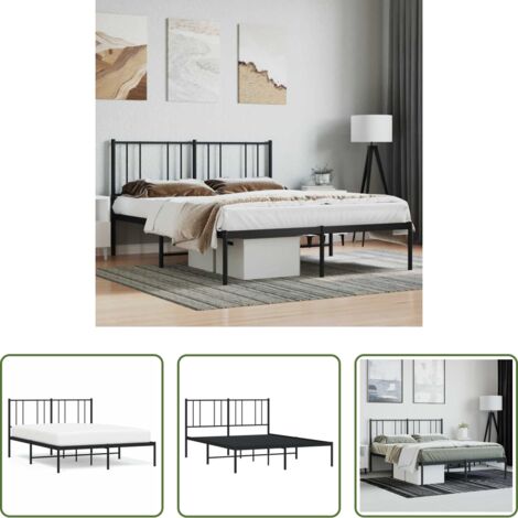 vidaXL Cabecero de cama -  Estructura cama sin colchón con cabecero metal negro 120x190 cm