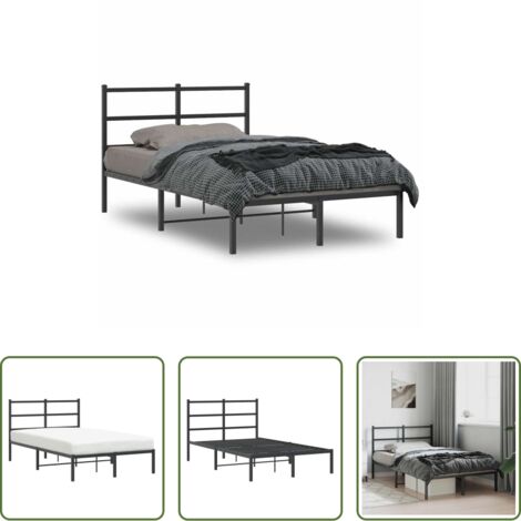 vidaXL Cabecero de cama -  Estructura cama sin colchón con cabecero metal negro 120x190 cm