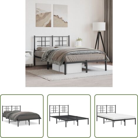 vidaXL Cabecero de cama -  Estructura cama sin colchón con cabecero metal negro 120x200 cm