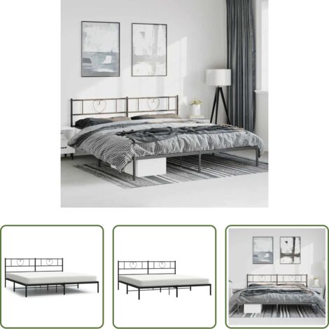 vidaXL Cabecero de cama -  Estructura cama sin colchón con cabecero metal negro 183x213 cm