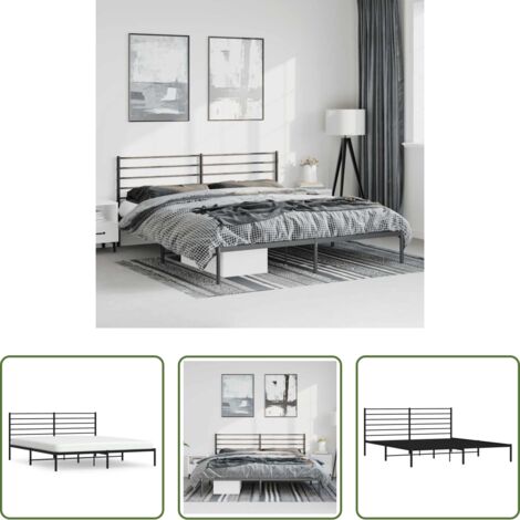 vidaXL Cabecero de cama -  Estructura cama sin colchón con cabecero metal negro 183x213 cm