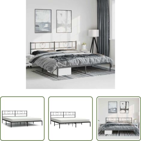 vidaXL Cabecero de cama -  Estructura cama sin colchón con cabecero metal negro 193x203 cm