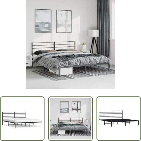 vidaXL Cabecero de cama -  Estructura cama sin colchón con cabecero metal negro 193x203 cm
