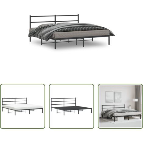 vidaXL Cabecero de cama -  Estructura cama sin colchón con cabecero metal negro 193x203 cm