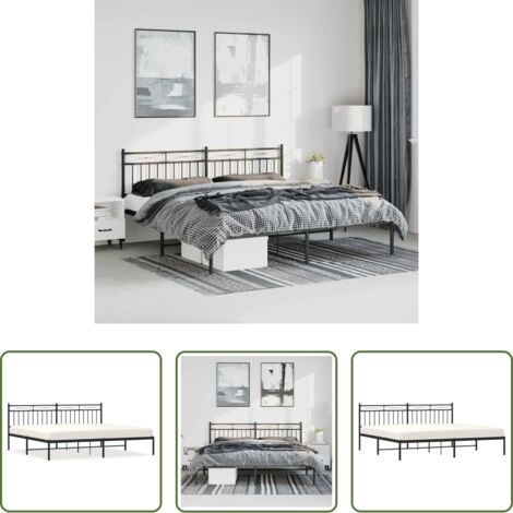 vidaXL Cabecero de cama -  Estructura cama sin colchón con cabecero metal negro 193x203 cm