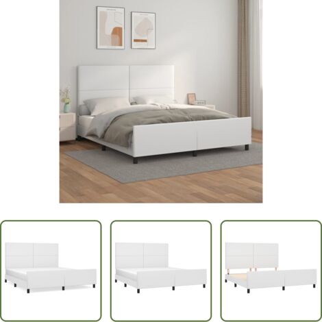 vidaXL Cabecero de cama -  Estructura de cama cabecero cuero sintético blanco 180x200 cm